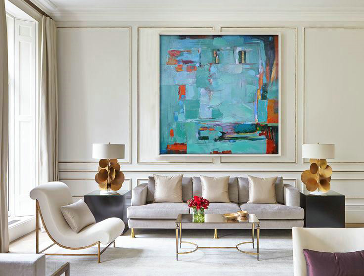 Extra Large Painting,Oversized Contemporary Art,Acrylic Painting Wall Art,Green,Blue,Red,Orange.etc